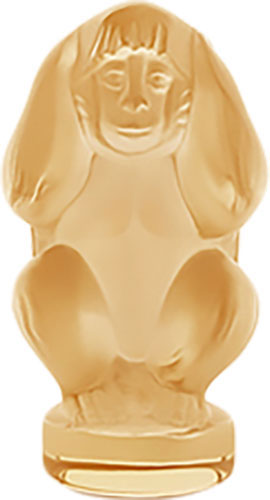 Lalique Crystal - Monkey Wisdom - Gold Luster - Style No: 10490500-hear